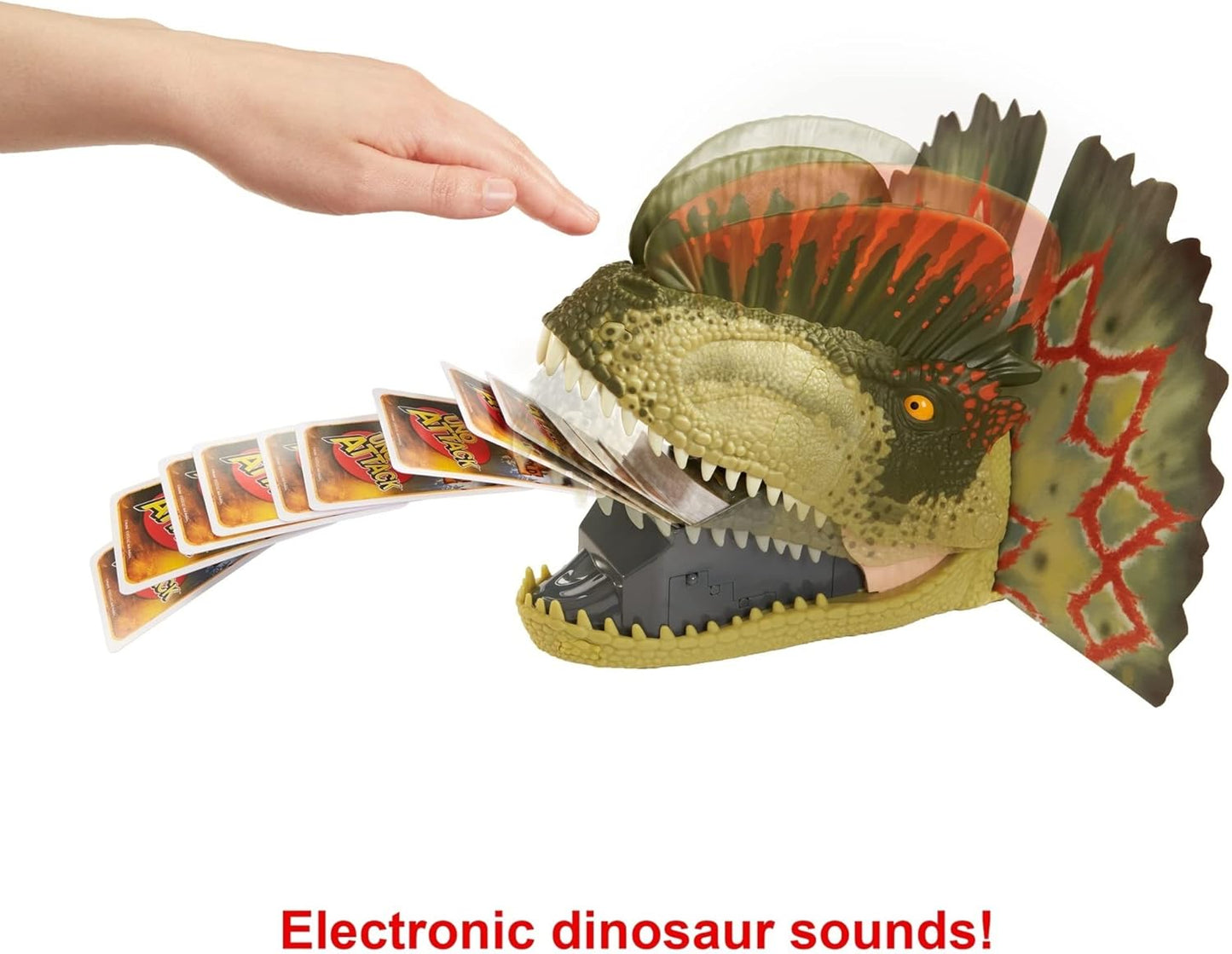 UNO Attack: Jurassic World Card Game with Dinosaur Launcher, Lights & Sounds!
