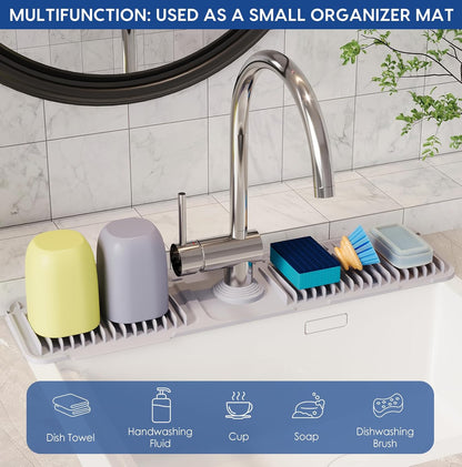 24-Inch Silicone Faucet Mat: Kitchen Sink Splash Guard with 7° Slope for Effective Water Drainage