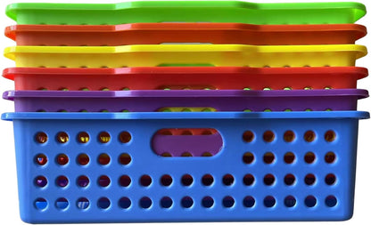 6-Pack Colorful Plastic Storage Bins - for Organizing Classroom Supplies