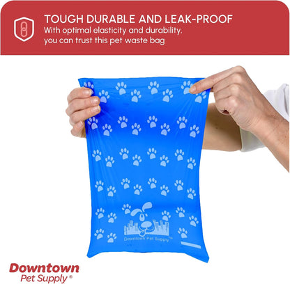 Poop Bags for Dogs with Dispenser, 1000 Count - Leak-Proof Dog Waste Bags and Bone-Shaped Dog Poop Bags Holder for Leash - Rainbow with Paw Prints, 12.5" x 8.5"