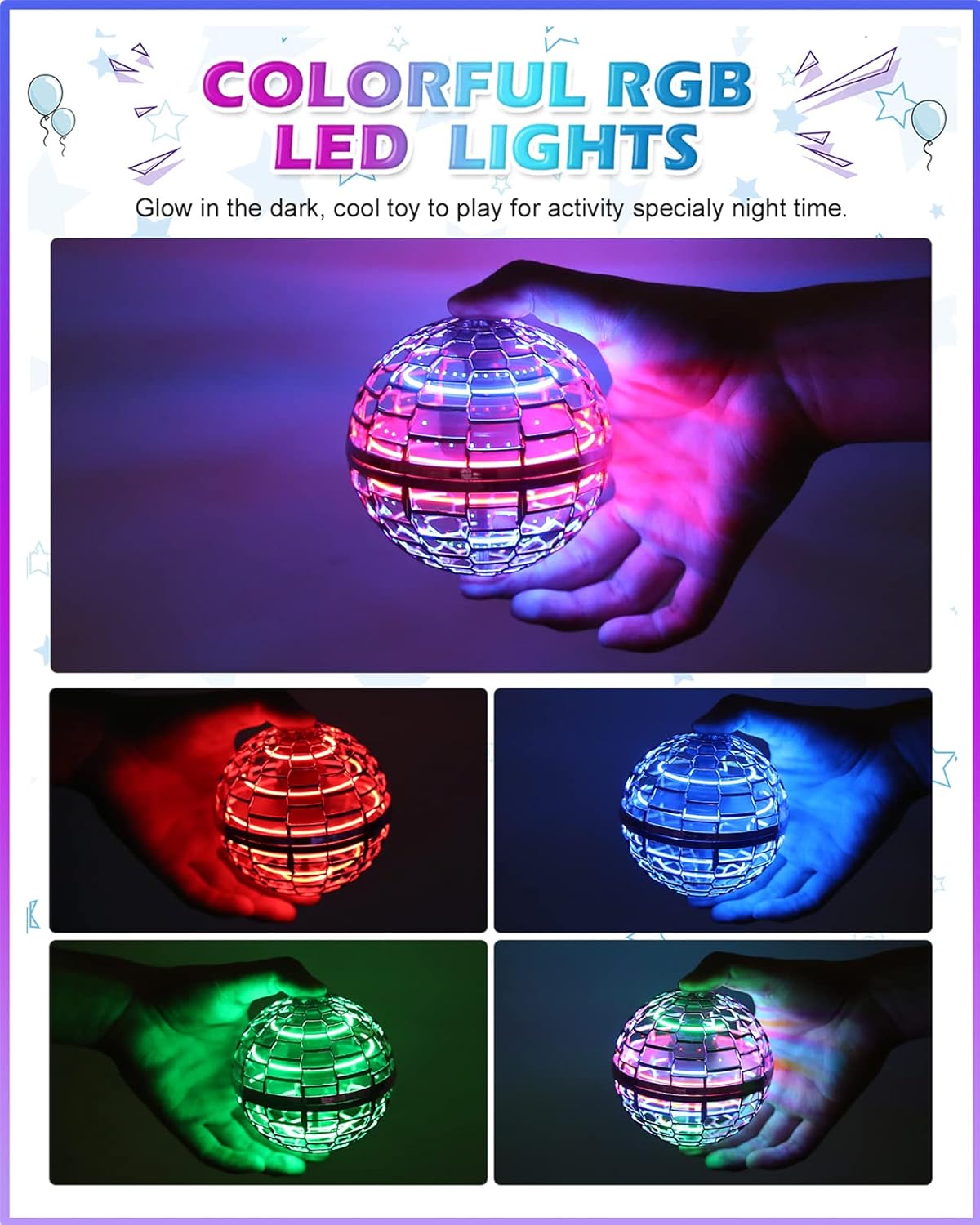 Magic Flying Orb Ball – Light-Up Hand-Operated Mini Drone & Boomerang Hover Toy (Ages 6–13)
