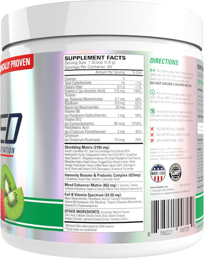OxyShred Pre-Workout Powder – Energy Boost with L-Glutamine & ALCAR (Kiwi Strawberry, 60 Servings)