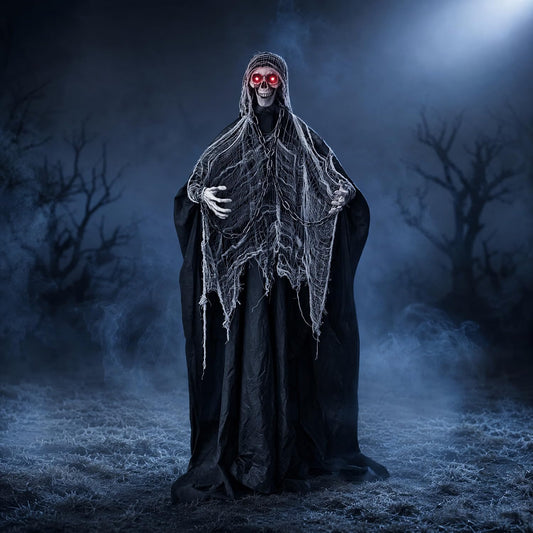 6 FT Sound-Controlled Swinging Skeleton Ghost – Scary Animated Halloween Decoration for Indoor & Outdoor Décor