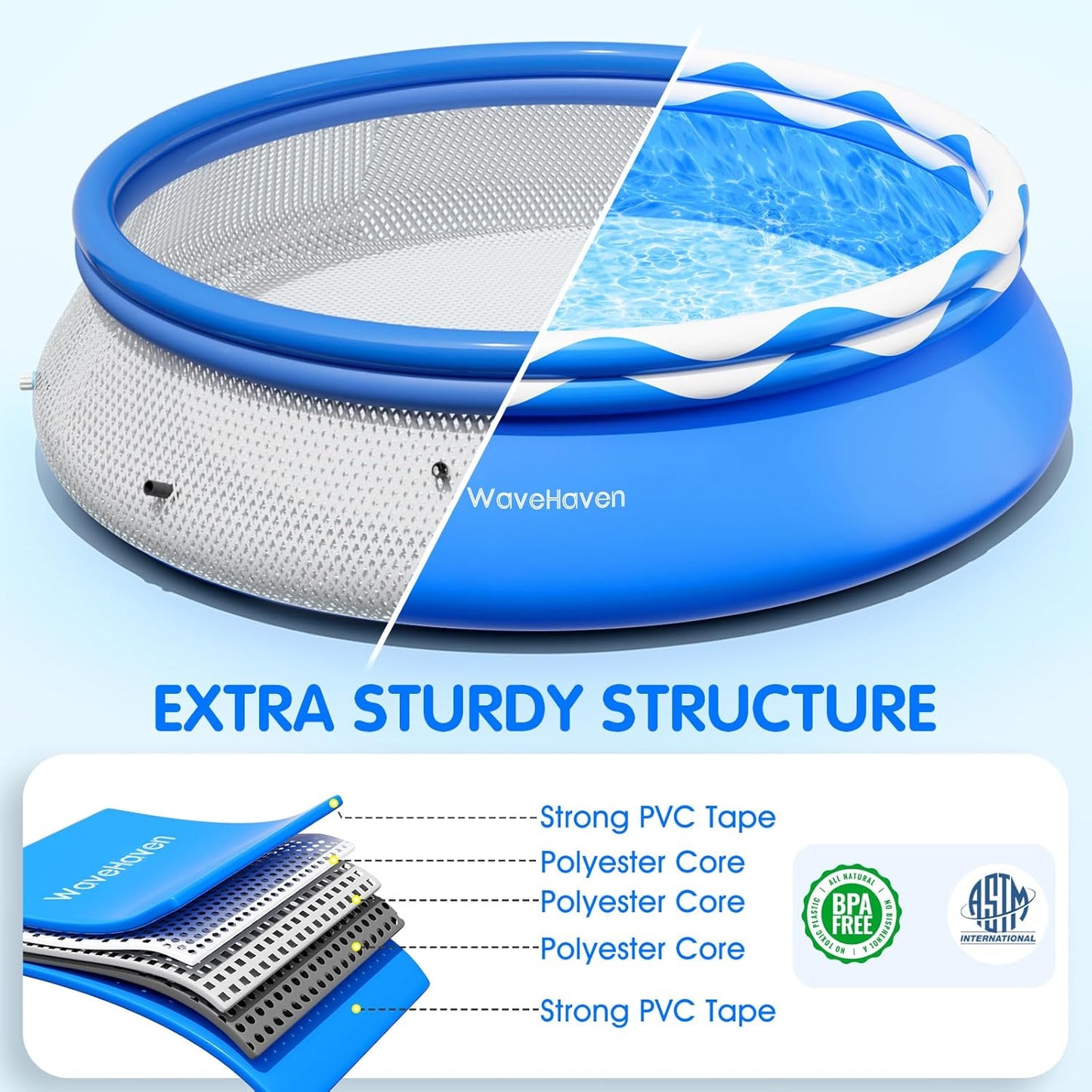 8ft x 30in Easy Set Above Ground Pool – Inflatable Round Swimming Pool with Pool Lights & Quick-Set Top Ring Design