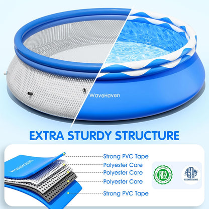8ft x 30in Easy Set Above Ground Pool – Inflatable Round Swimming Pool with Pool Lights & Quick-Set Top Ring Design