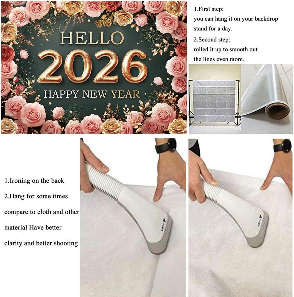 Hello 2026 New Year Backdrop – 8x6 FT Photography Background for Party Décor