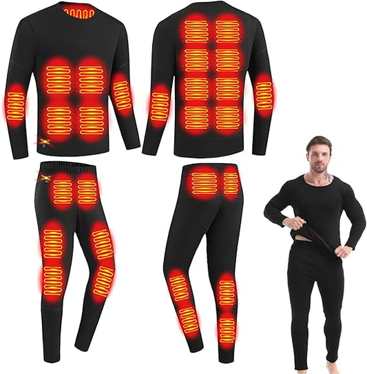 Winter Heated Thermal Underwear Set USB Charge 28-Zone for Men and Women