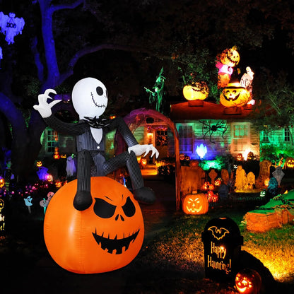 6 Ft Halloween Inflatable Pumpkin – LED Light-Up Outdoor Blow-Up Yard Decoration for Lawn & Garden