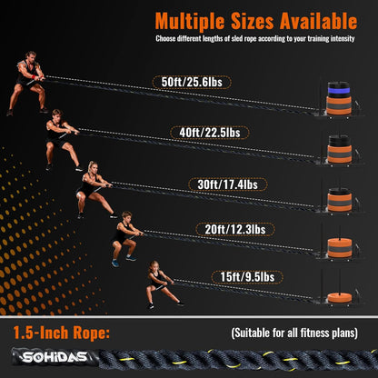Weight Sled Pull Rope – Heavy-Duty Fitness Training Rope for Sled Push, Tire Pulling & Resistance Workouts