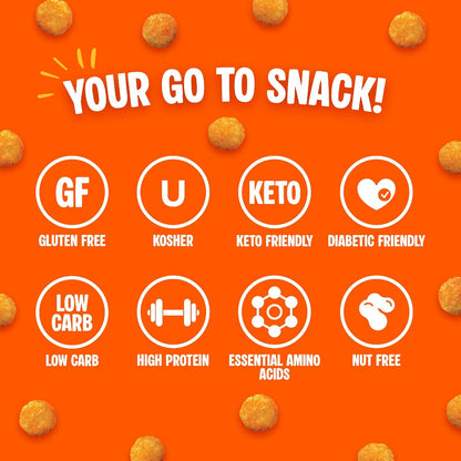 Nacho Cheese Protein Puffs – Keto Friendly, Low Carb Crunchy Snack – 21g Protein, 2g Net Carbs (300g)