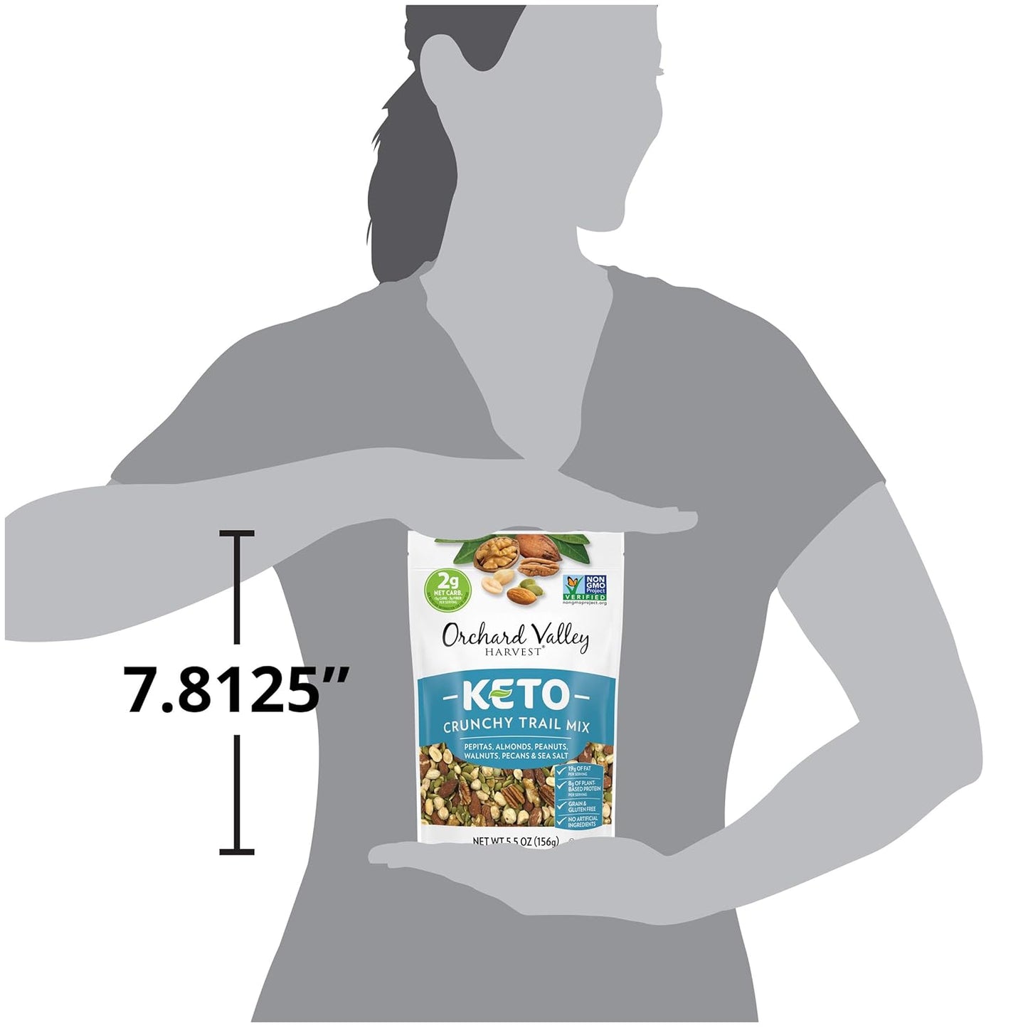 Keto Crunchy Trail Mix – Pepitas, Almonds, Peanuts, Walnuts & Pecans, Low Carb, Non-GMO, No Artificial Ingredients, 5.5 oz (6 Pack)