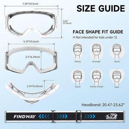 OTG Ski & Snowboard Goggles – Over-the-Glasses Snow Goggles for Men, Women & Youth with 100% UV Protection