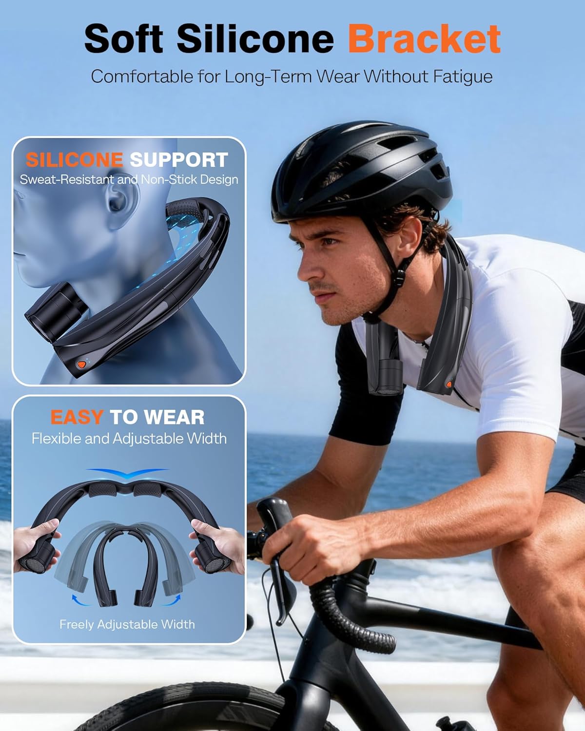 Portable Neck Fan – 6000mAh Rechargeable Wearable Cooling Fan with 6 Speeds & 360° Airflow for Travel, Office & Outdoor Use