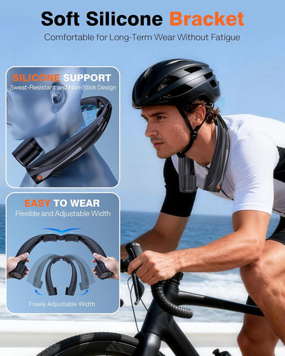 Portable Neck Fan – 6000mAh Rechargeable Wearable Cooling Fan with 6 Speeds & 360° Airflow for Travel, Office & Outdoor Use