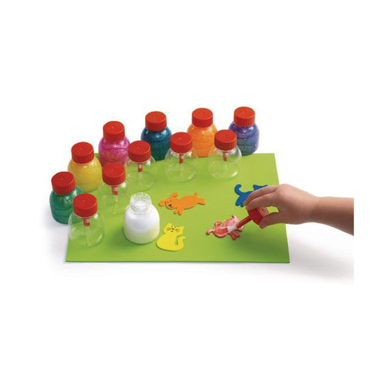 12-Pack Empty Glue Jar Set with Brushes for Arts & Crafts