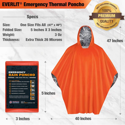 Emergency Survival Rain Poncho – Mylar Space Blanket for Camping & Disaster Kits