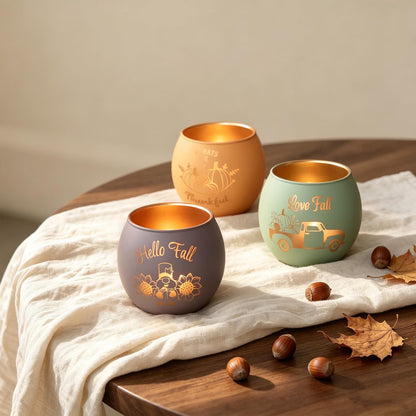 12-Piece Fall Candle Holder Set – Thanksgiving Table Centerpiece Decorations for Autumn Home Décor