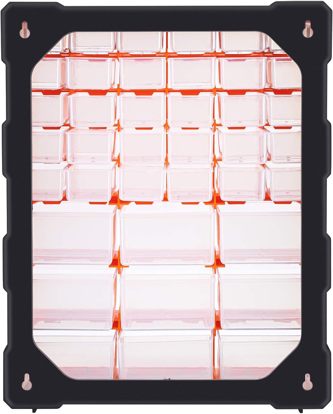 39-Drawer Wall-Mounted Craft Storage Cabinet Organizer in Black and Orange