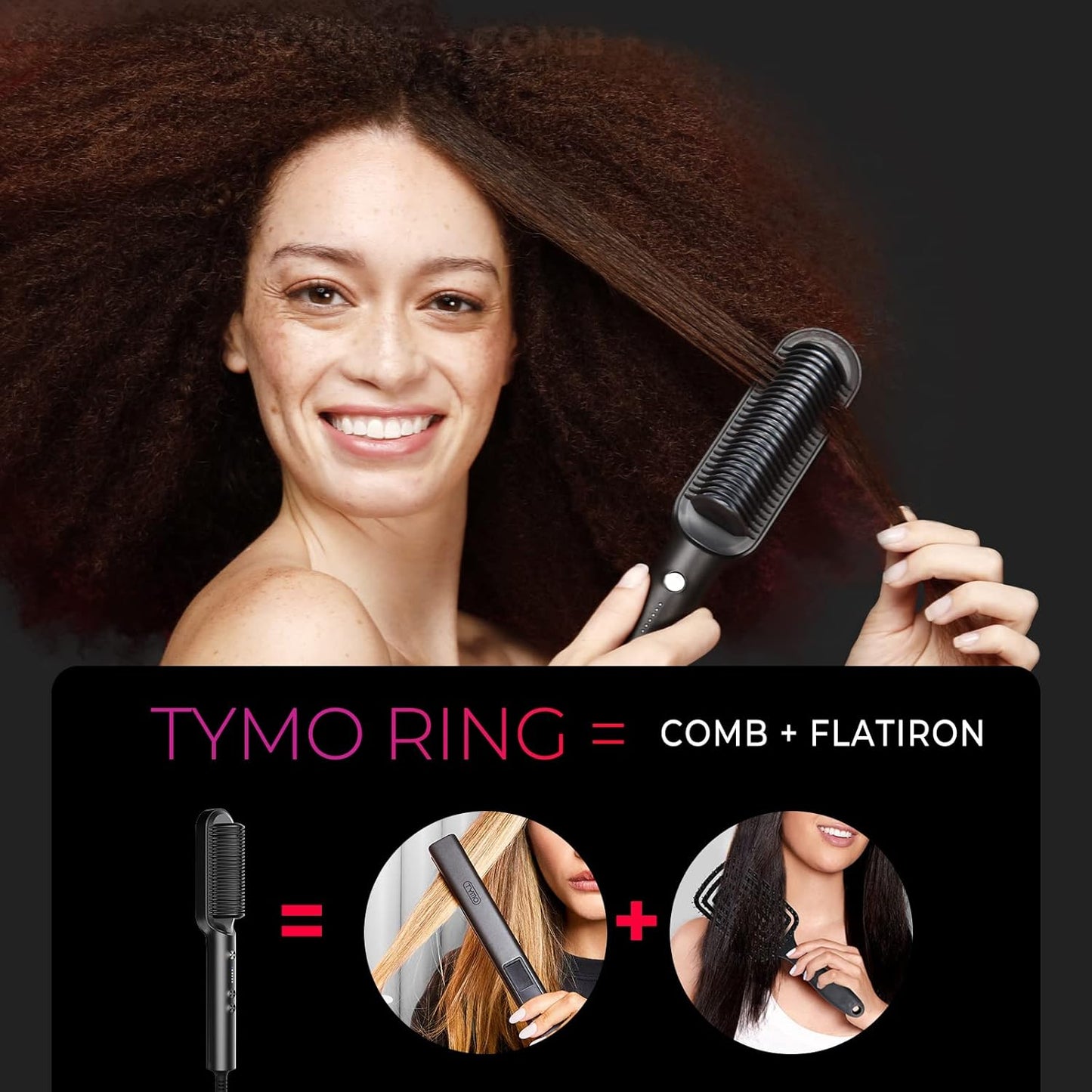 Hair Straightener Brush, with 5 Temps 20s Fast Heating & Dual Voltage for Women