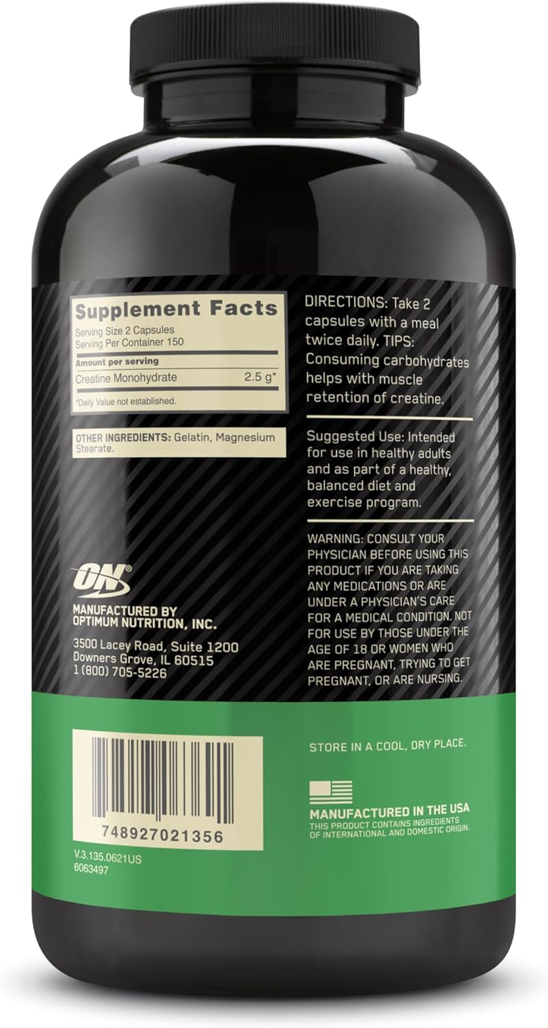 300-Count Optimum Nutrition Micronized Creatine Capsules: 2500mg, Keto-Friendly