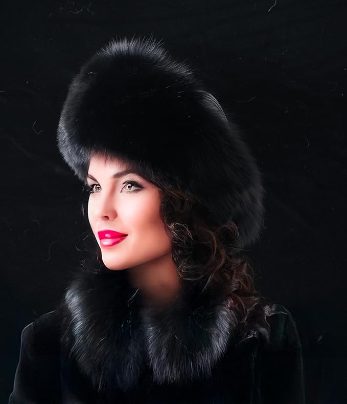 Luxury Russian Cossack Hat Set – Real Fox Fur Ushanka & Rabbit Fur Headband for Women