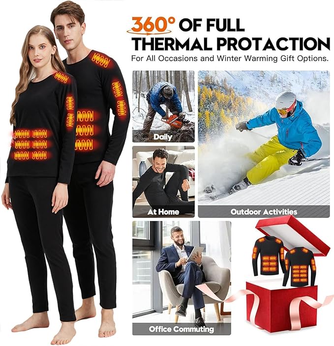 USB Heated Thermal Underwear Set – 26-Zone Top & 16-Zone Pants (Unisex, S–4XL)