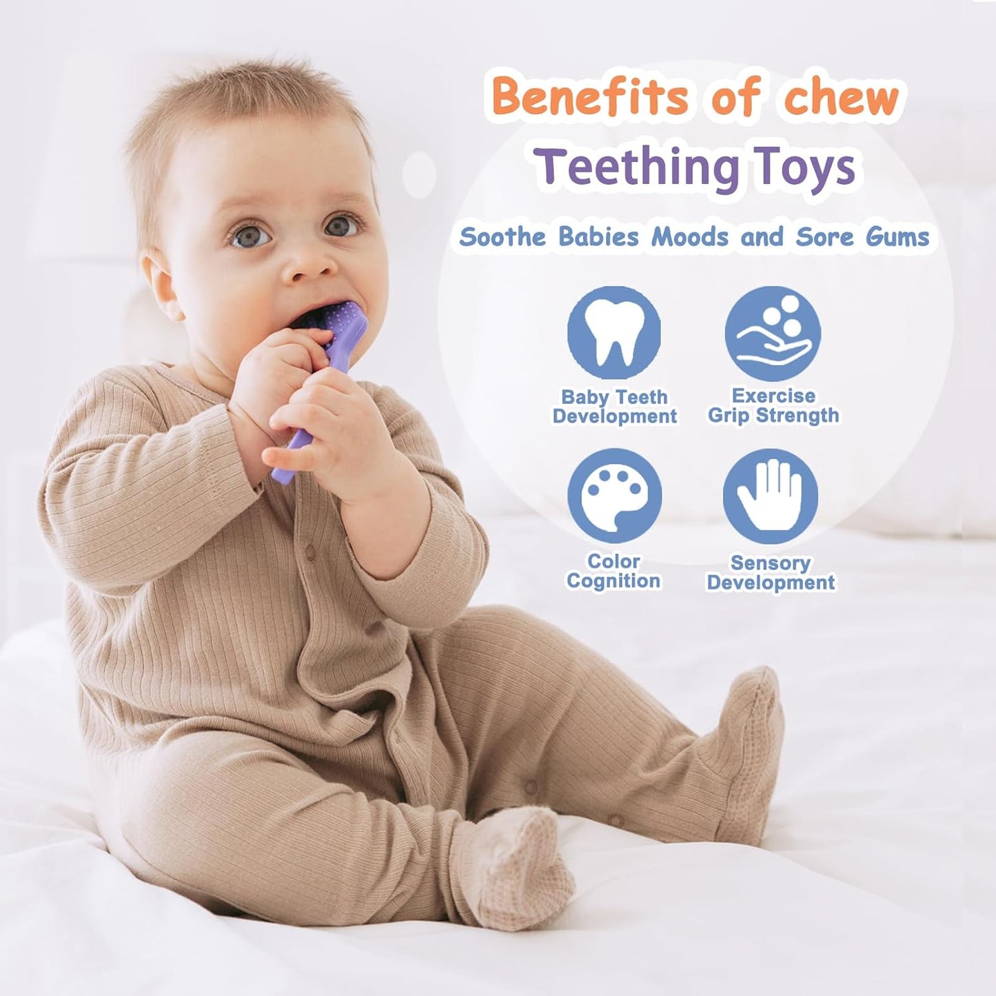 Baby Silicone Teething Toy Set – 4-Piece BPA-Free Chew Tools for Infants (3+ Months)