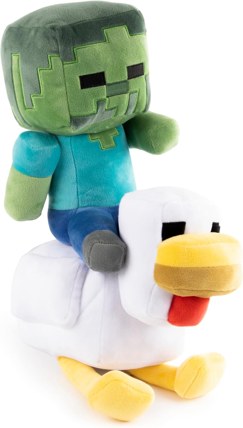 Minecraft Plush Pillow Buddy – 20" Soft Stuffed Pillow (Gray Chicken Jockey)