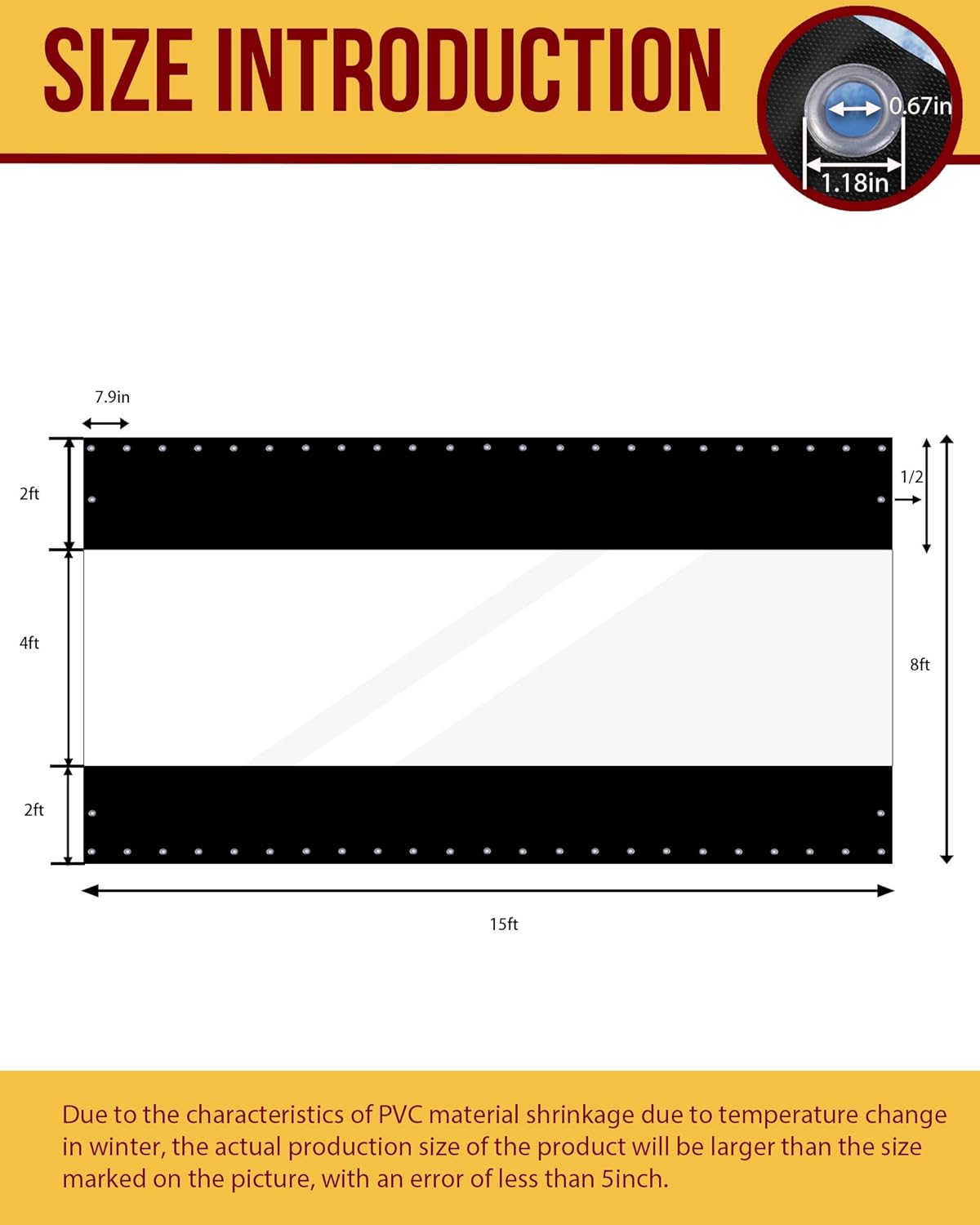 Outdoor Clear Vinyl Patio Enclosure Heavy Duty Clear Tarp Waterproof with Grommets, -4℉ Cold Resistant