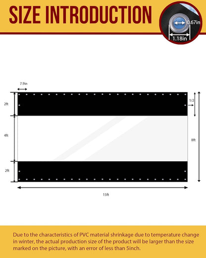 Outdoor Clear Vinyl Patio Enclosure Heavy Duty Clear Tarp Waterproof with Grommets, -4℉ Cold Resistant