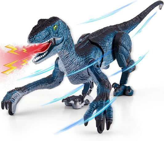 Remote Control Velociraptor Dinosaur – Walking Dino Toy with Lights, Sounds & Spray (Ages 3–7)