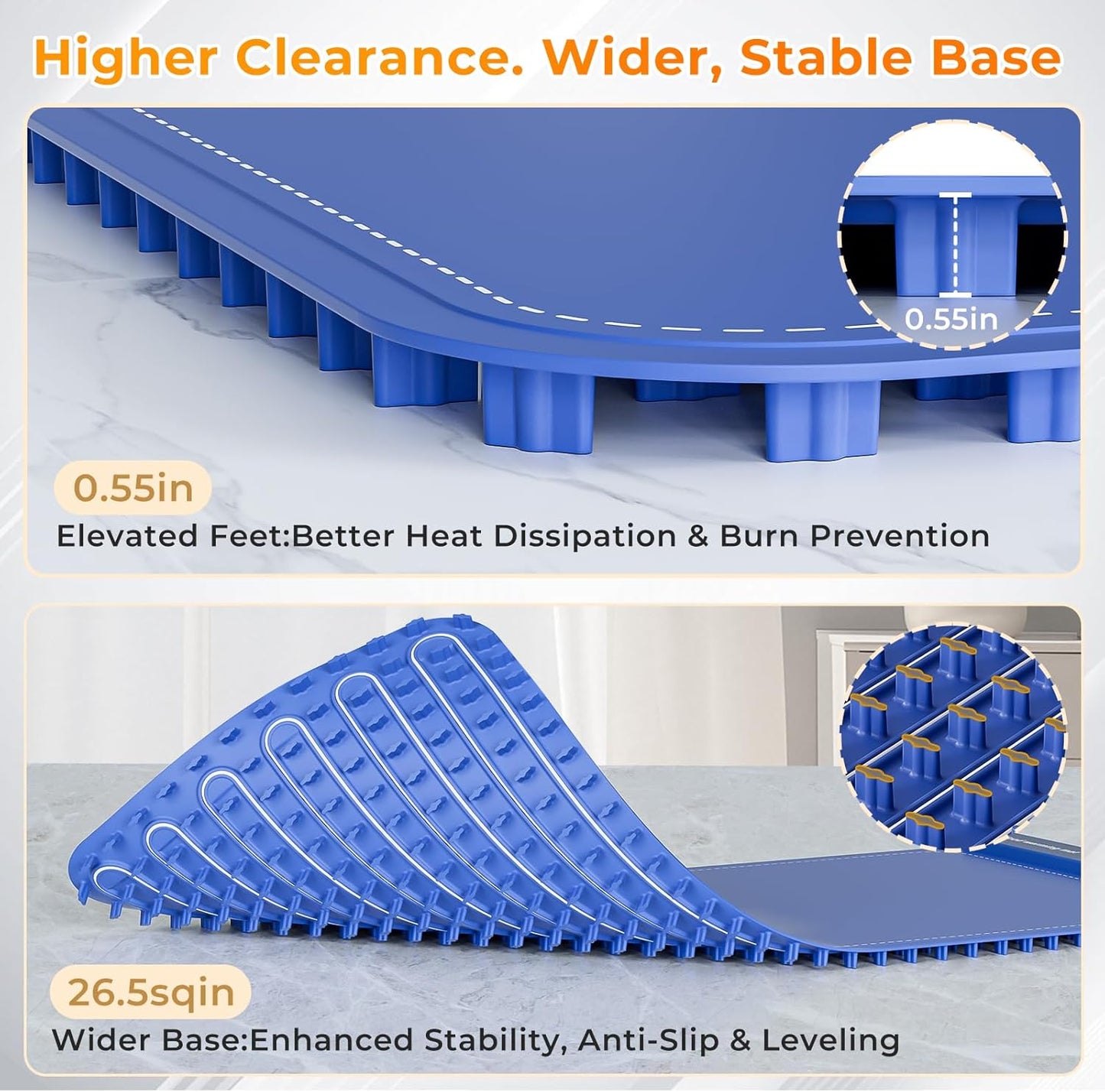 Extra-Large Food Warming Mat – 32" x 15" Electric Silicone Buffet Warmer (Blue)