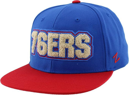 Official NBA Philadelphia 76ers Adjustable Snapback Hat – Flat Bill Retro Chenille Unisex Cap, One Size