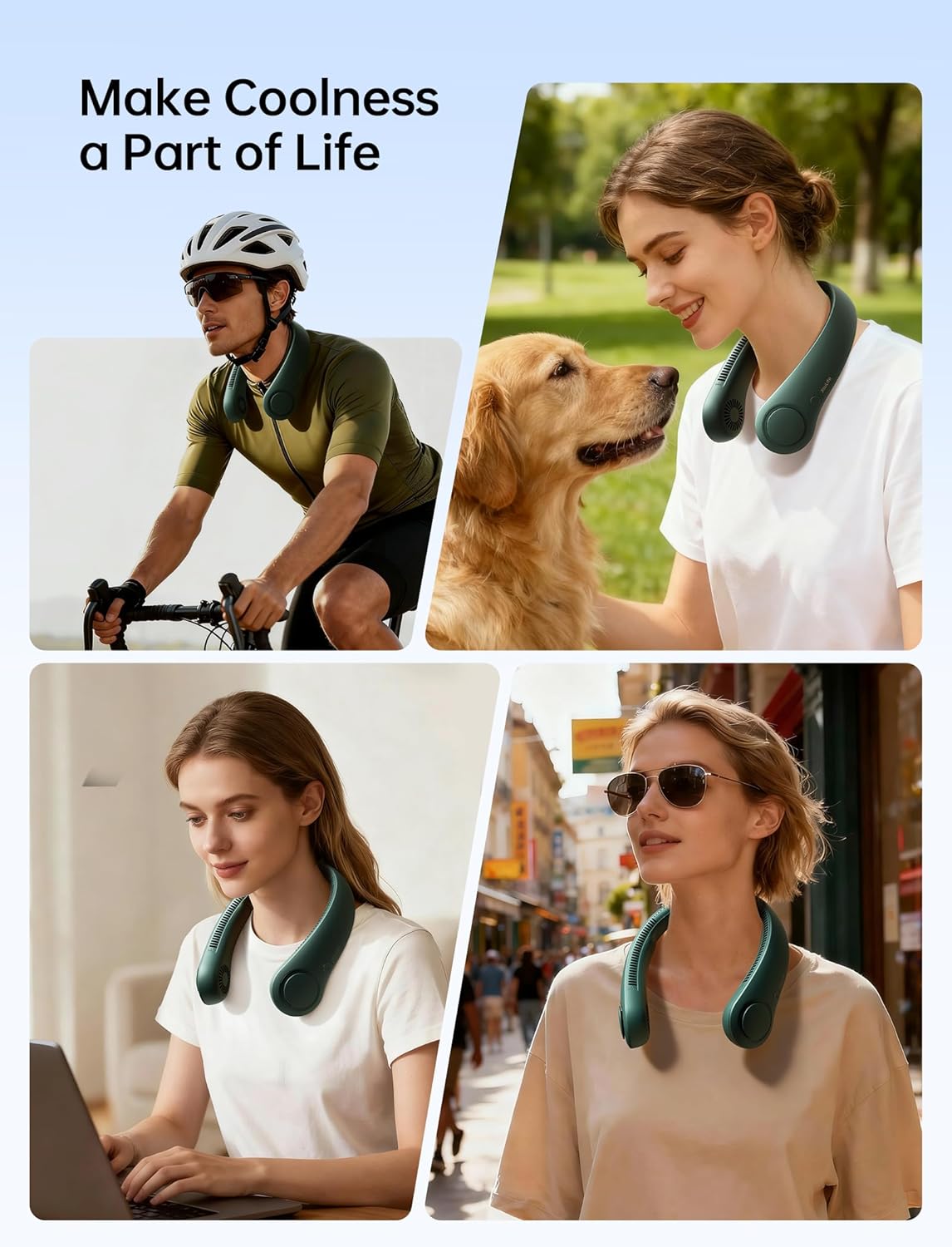 Portable Bladeless Neck Fan – Rechargeable Wearable Personal Fan with 5 Speeds & 4000mAh Battery