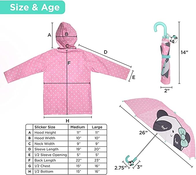 Kids Umbrella & Rain Coats Set for Girls and Boys