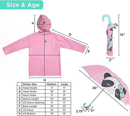 Kids Umbrella & Rain Coats Set for Girls and Boys