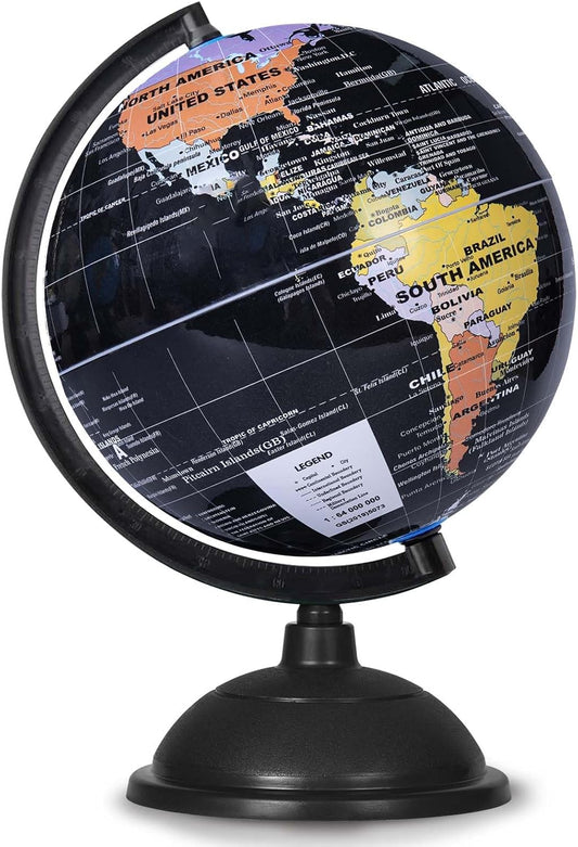 8-Inch World Globe with Stand for Kids' Education and Decor