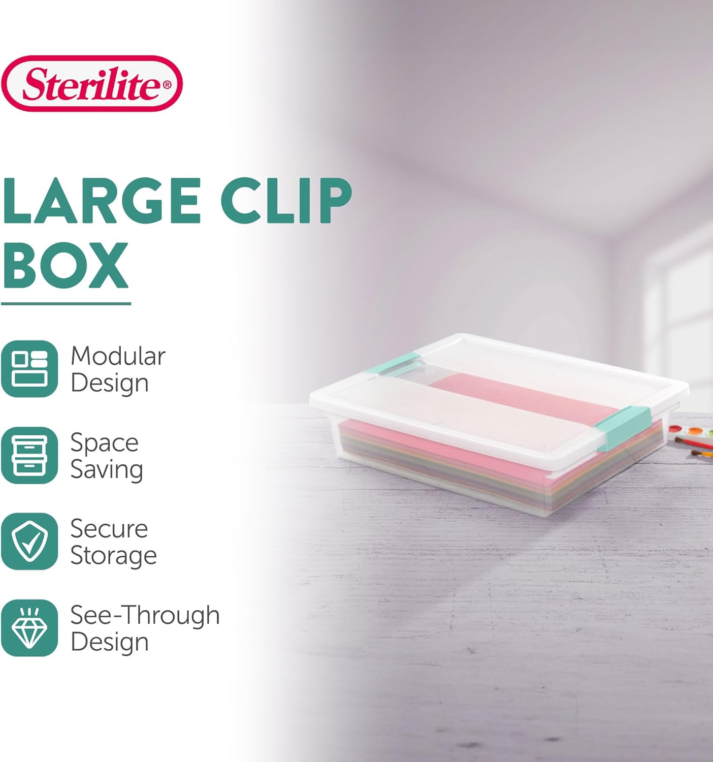6-Pack Clip Boxes - Stackable Clear Plastic Storage Bins with Latching Lids for Arts, Crafts, and Office Organization