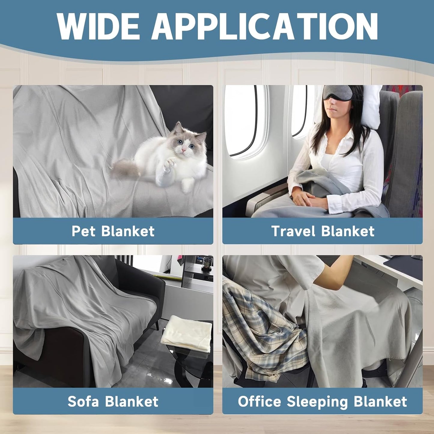12-Pack Fleece Throw Blankets – Soft, Warm & Lightweight 60" x 50" (Light Gray)