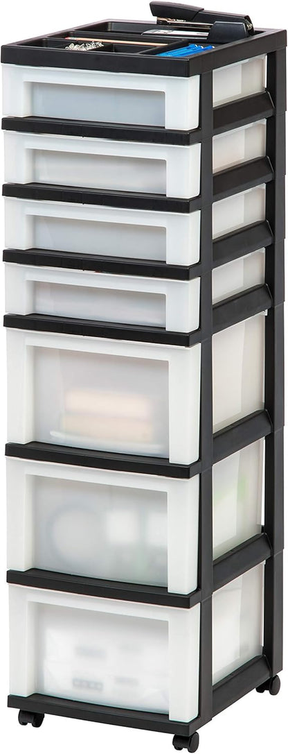 Rolling Plastic Storage Cart with Wheels – Black/Pearl