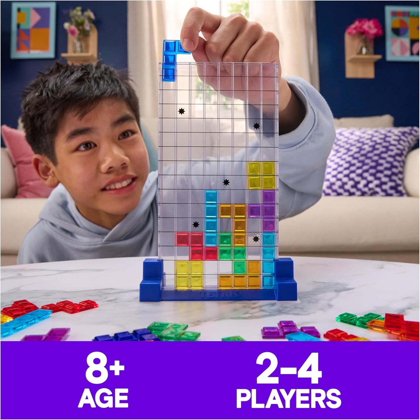 Tetris Board Game: Classic Puzzle Challenge for 2-4 Players, Ages 8 & Up - Perfect Stocking Stuffer
