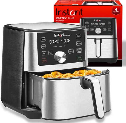Air Fryer, 6-in-1 Functions Crisps, Custom Program Options, Stainless Steel
