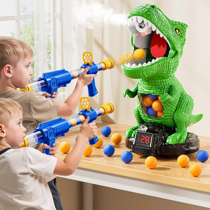 Movable Dinosaur Shooting Game – Electronic Target with 2 Air Pump Guns & 48 Foam Balls (Ages 3–9)
