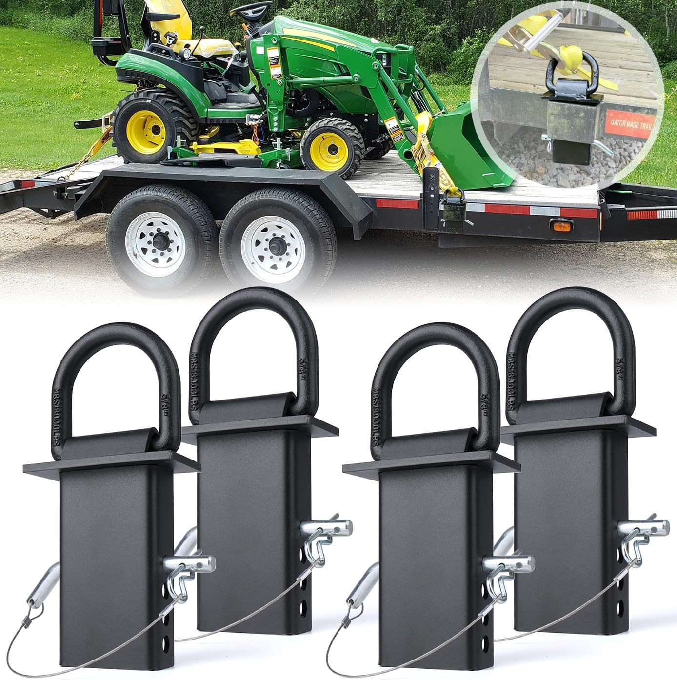 Heavy-Duty Stake Pocket D-Ring Tie-Down Anchors – 18,000 lb Capacity, Adjustable 5/8" Trailer & Flatbed Truck D-Rings, 4-Pack