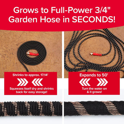 Copper Head Expandable Garden Hose – 360° Swivel, Tri-Tex Tubing, 3X Stronger