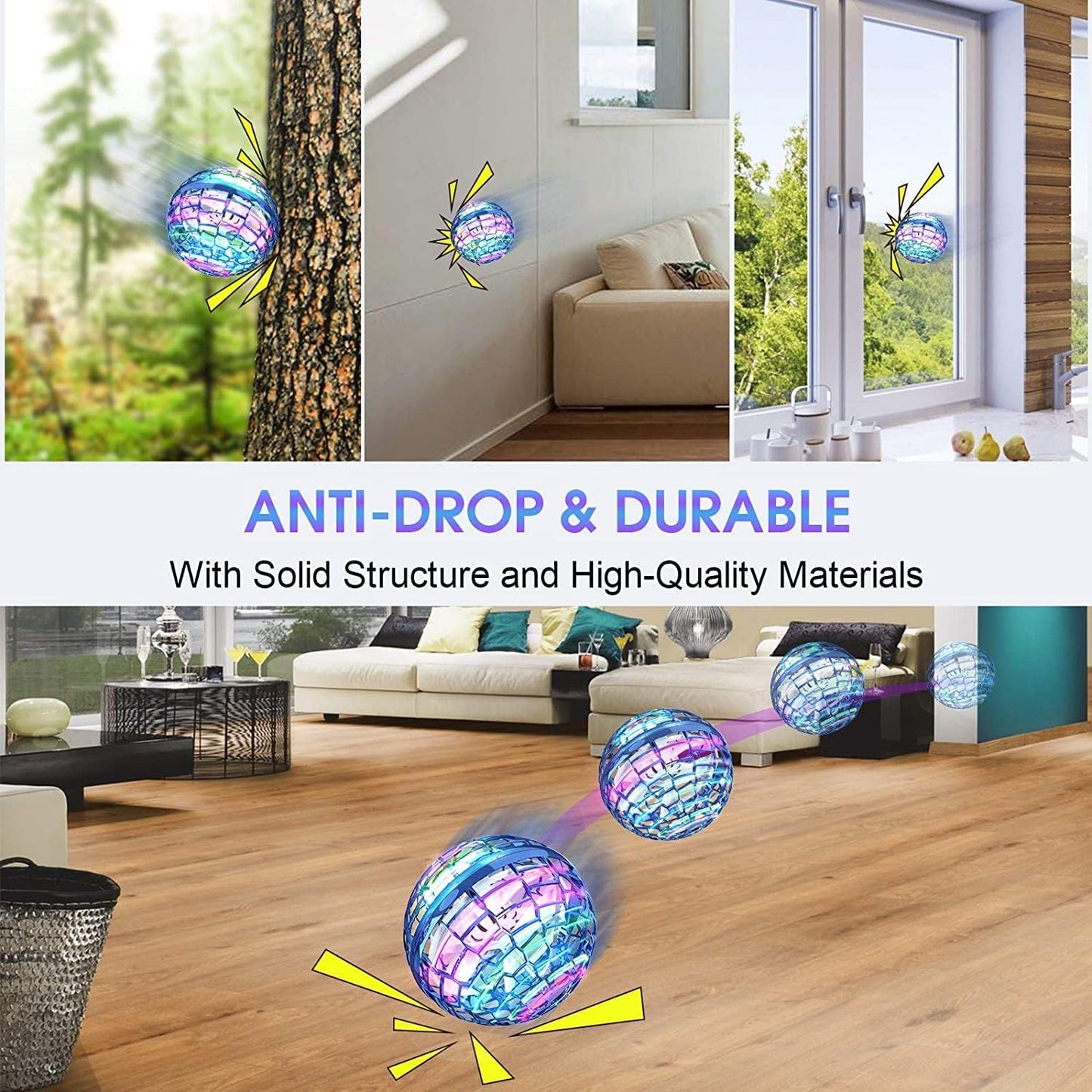 Magic Flying Orb Ball – Light-Up Hand-Operated Mini Drone & Boomerang Hover Toy (Ages 6–13)