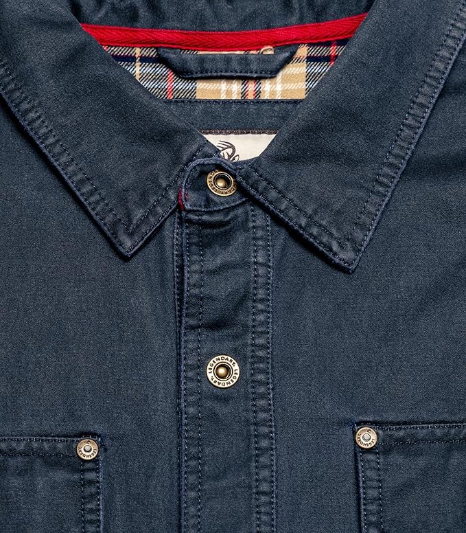 Men's Flannel Lined Shirt Jacket, Water Resistant,  Waxed Cotton, Size Large