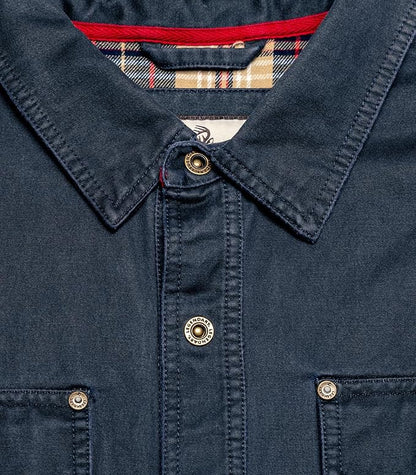Men's Flannel Lined Shirt Jacket, Water Resistant,  Waxed Cotton, Size Large