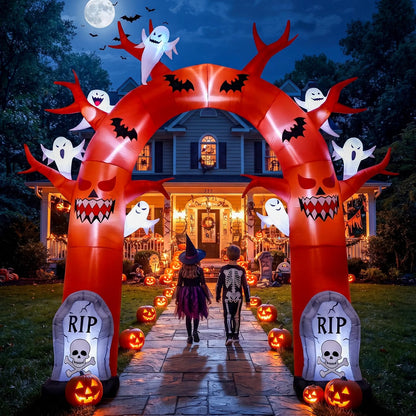 10 FT Halloween Inflatable Dead Tree Archway – LED Light-Up Outdoor Blow-Up Decoration for Yard, Lawn & Garden