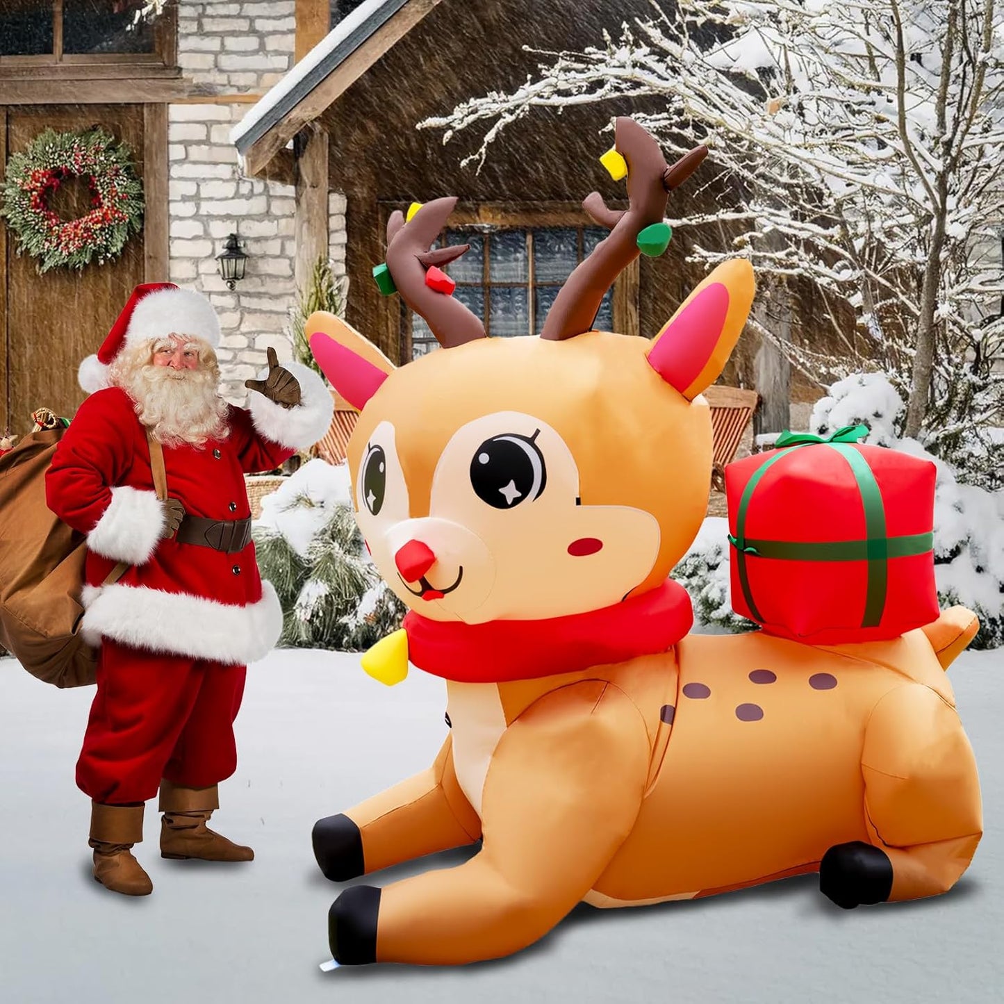 6FT Inflatable Christmas Elk Decoration with Built-in LEDs